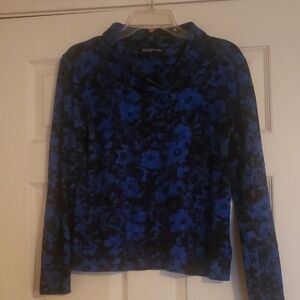 Jones New York Blue Floral Long Sleeve Top